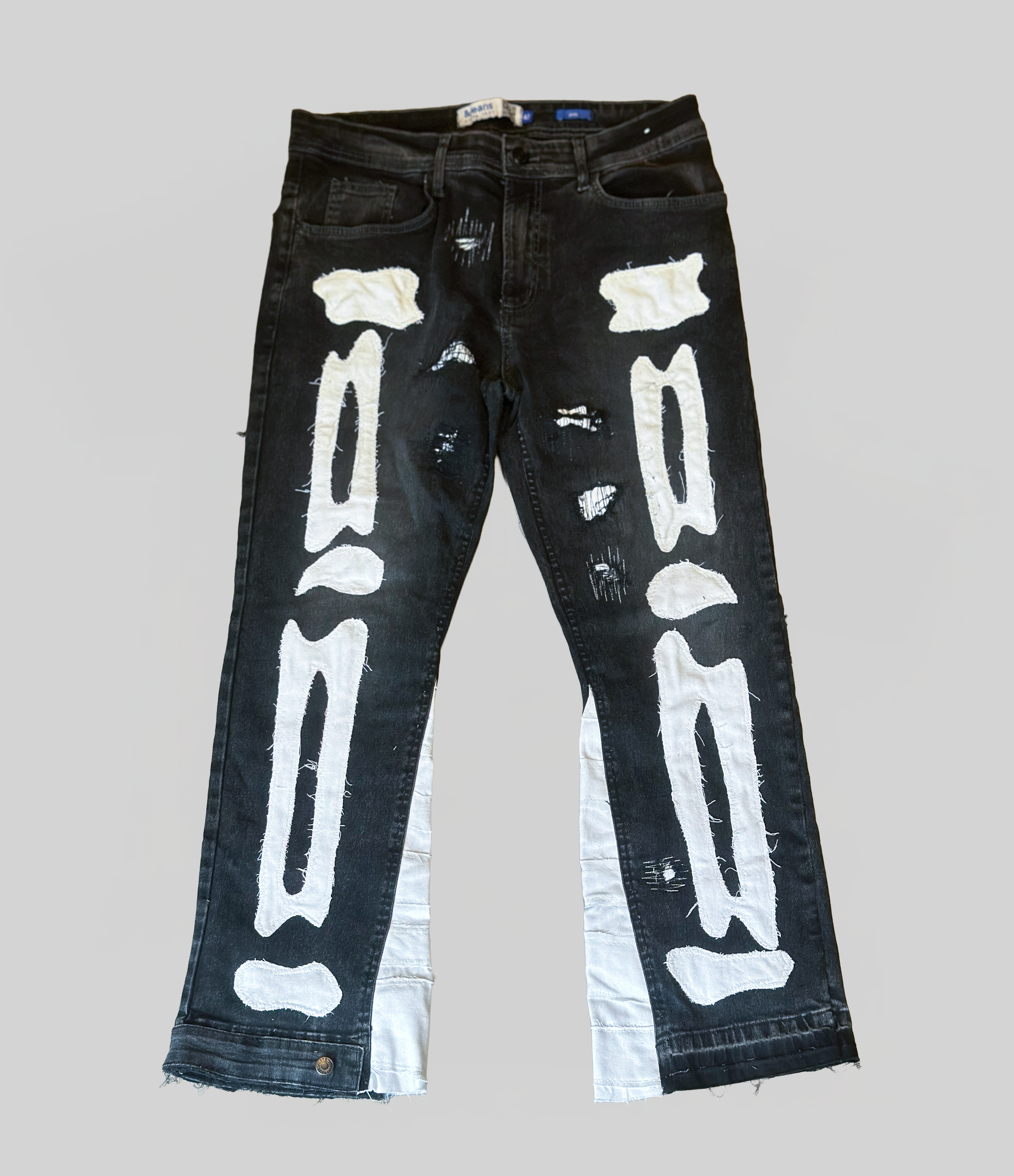 Destroyed Skeleton Flare Denim