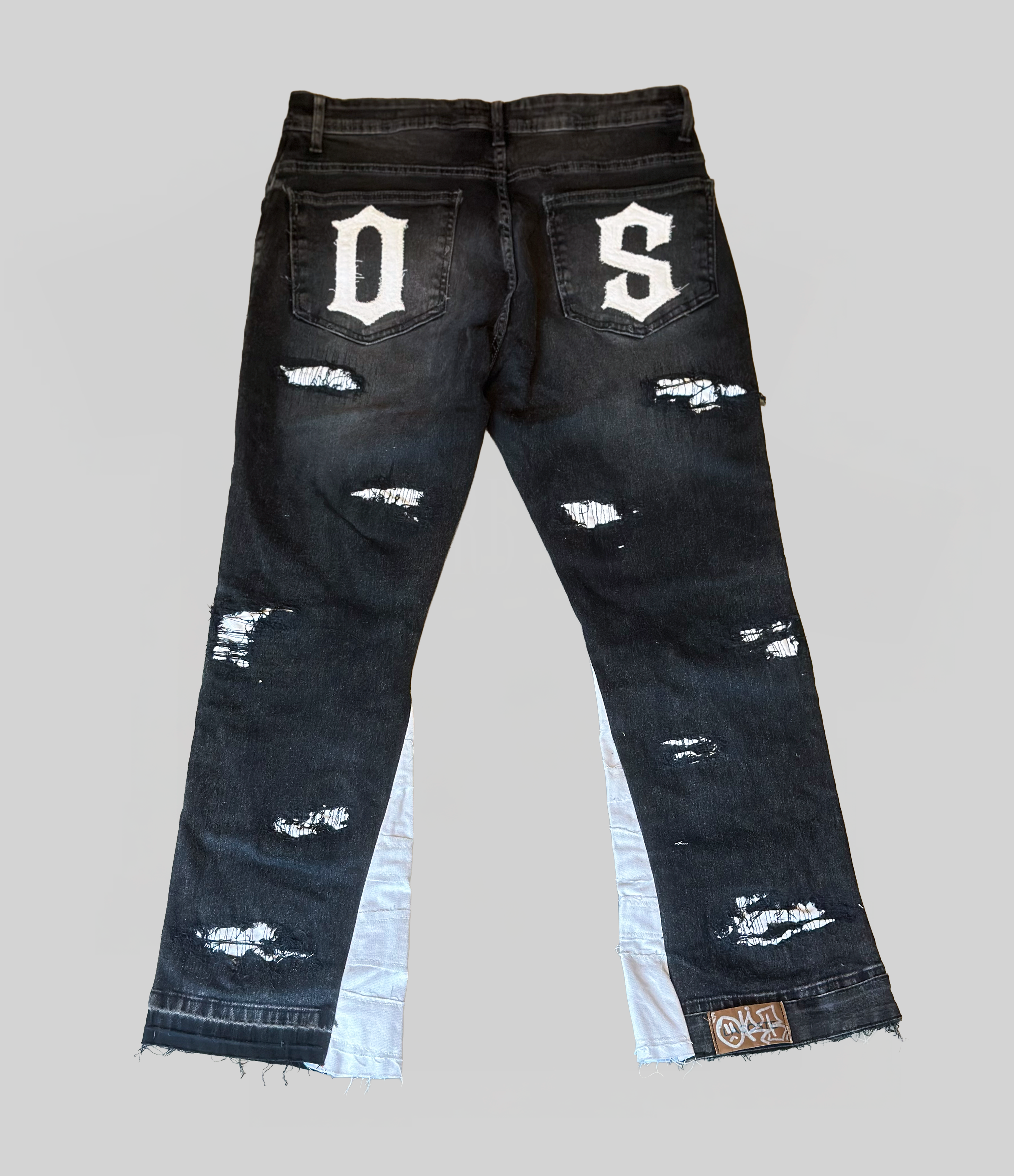Destroyed Skeleton Flare Denim